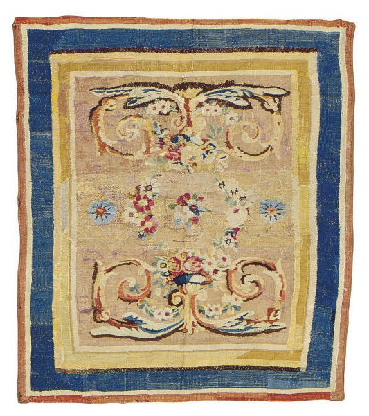 A LOUIS XVI AUBUSSON CARPET FRAGMENT,