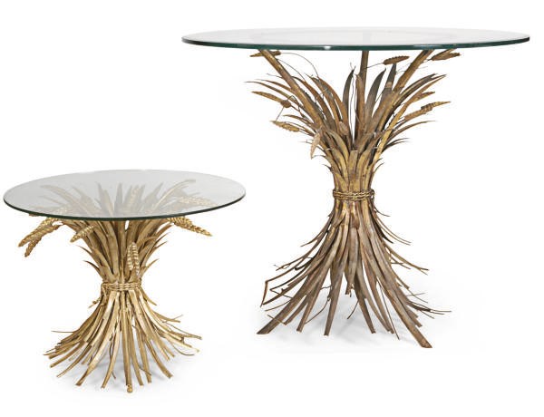 A GILT-METAL AND GLASS CENTER TABLE,