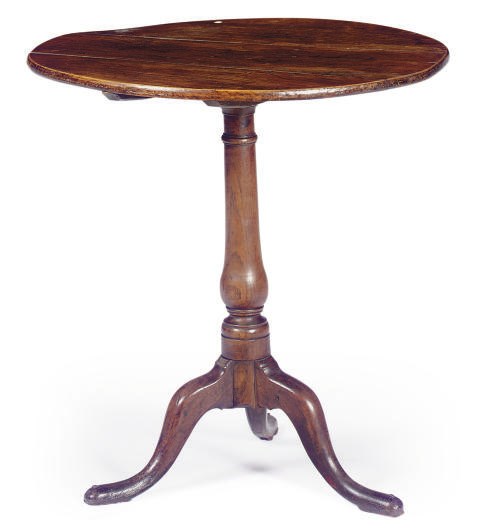 A GEORGE III OAK TILT-TOP TRIPOD TABLE,