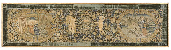 A FRAMED NEEDLEWORK PANEL,