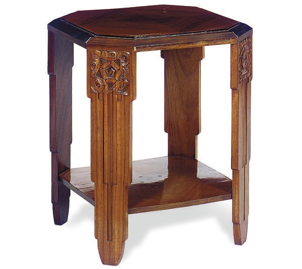 A FRENCH ART DECO WALNUT SIDE TABLE,