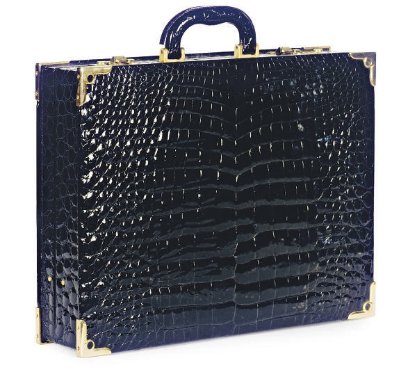 A FAUX CROCODILE BRIEFCASE,