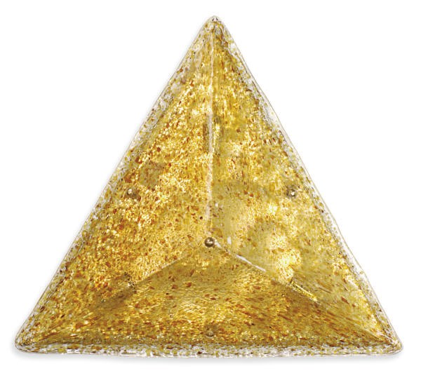 A PAIR OF VENETIAN GLASS TRIANGULAR FORM WALL-LIGHTS,
