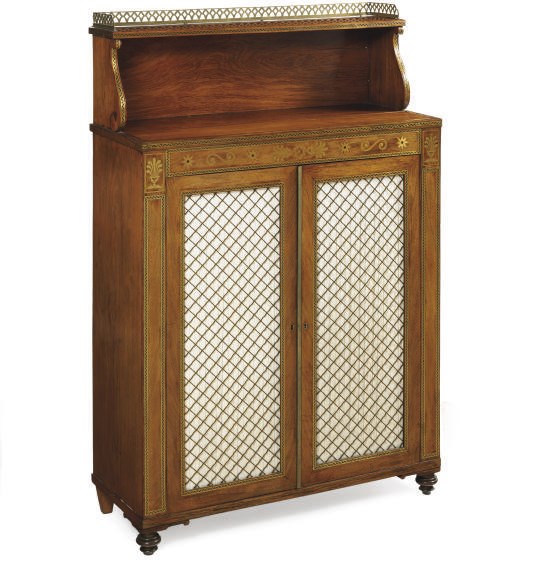 A REGENCY BRASS-INLAID ROSEWOOD CHIFFONIER**,