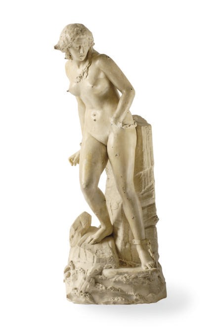 A PAINTED PLASTER FIGURE, 'ANGELICA IN CHAINS',
