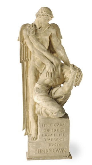 A PAINTED PLASTER FIGURAL GROUP,