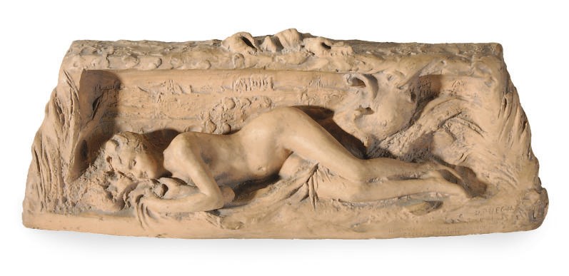 A TERRACOTTA HIGH RELIEF PLAQUE,