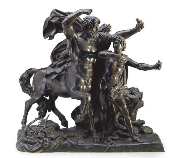 A BRONZE GROUP OF THE CENTAUR CHIRON INSTRUCTING ACHILLES