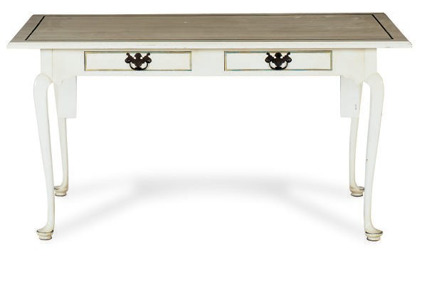 A WHITE-PAINTED LIFT-TOP BUREAU PLAT,