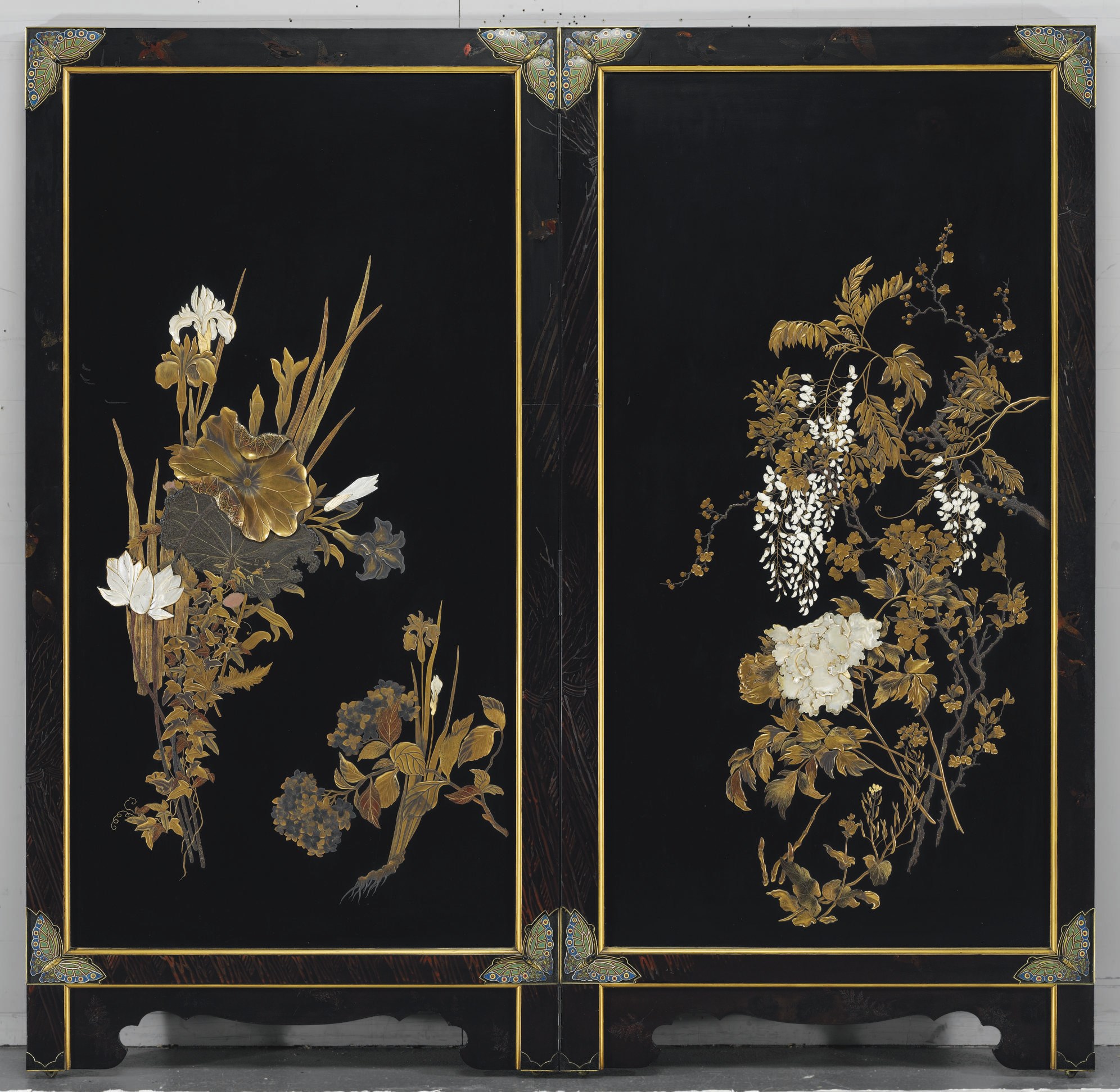 A Two-Panel Inlaid-Lacquer Screen