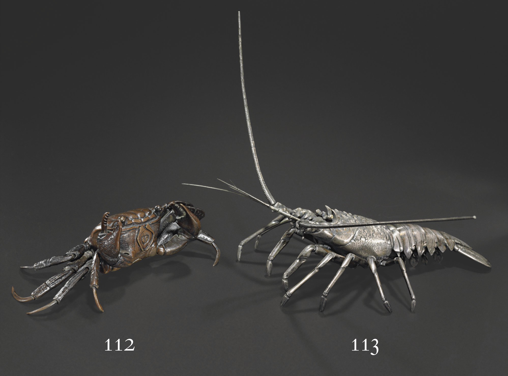 A Silver Articulated Model of a Crayfish