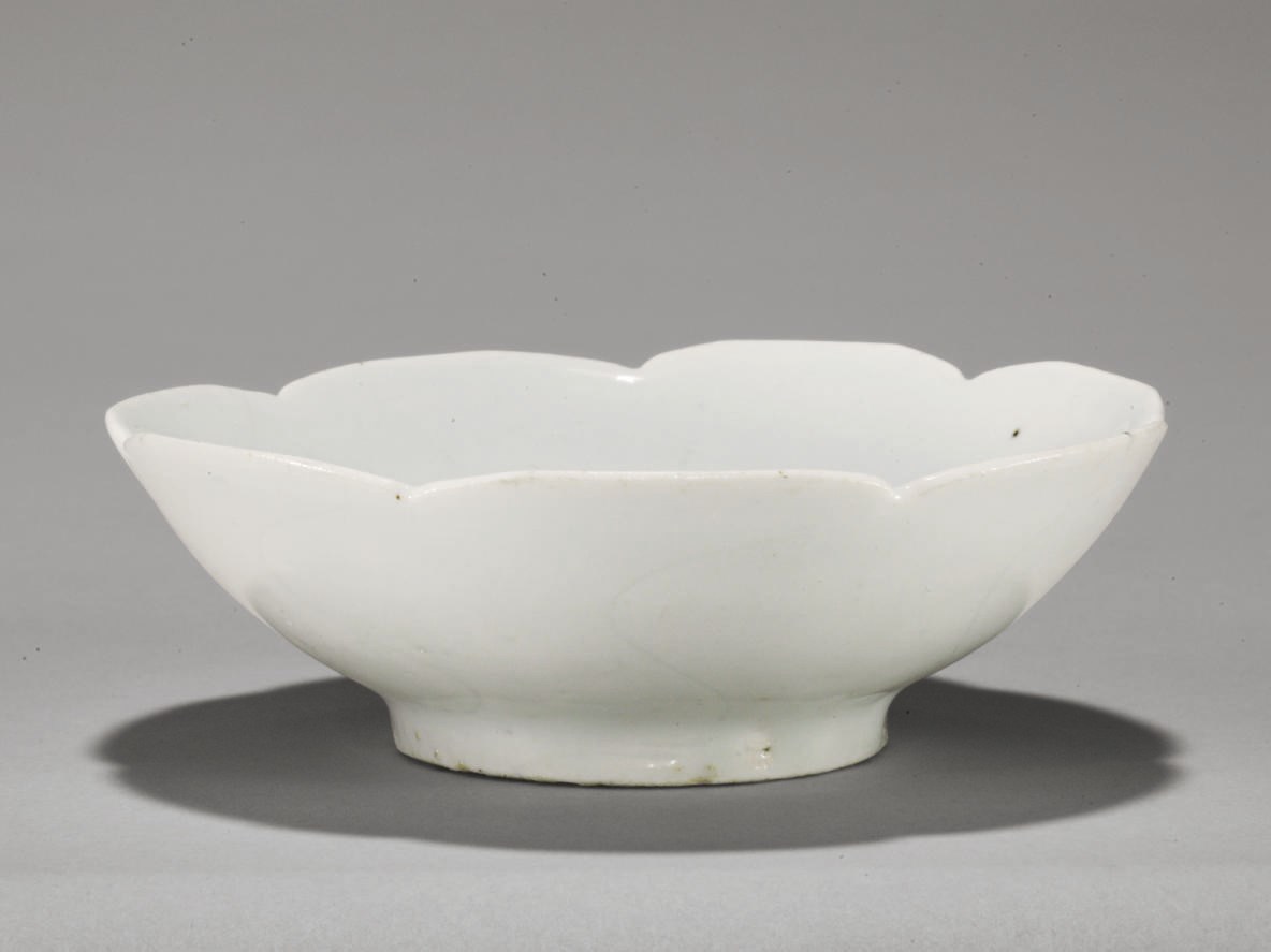 A Small White Porcelain Foliate Bowl