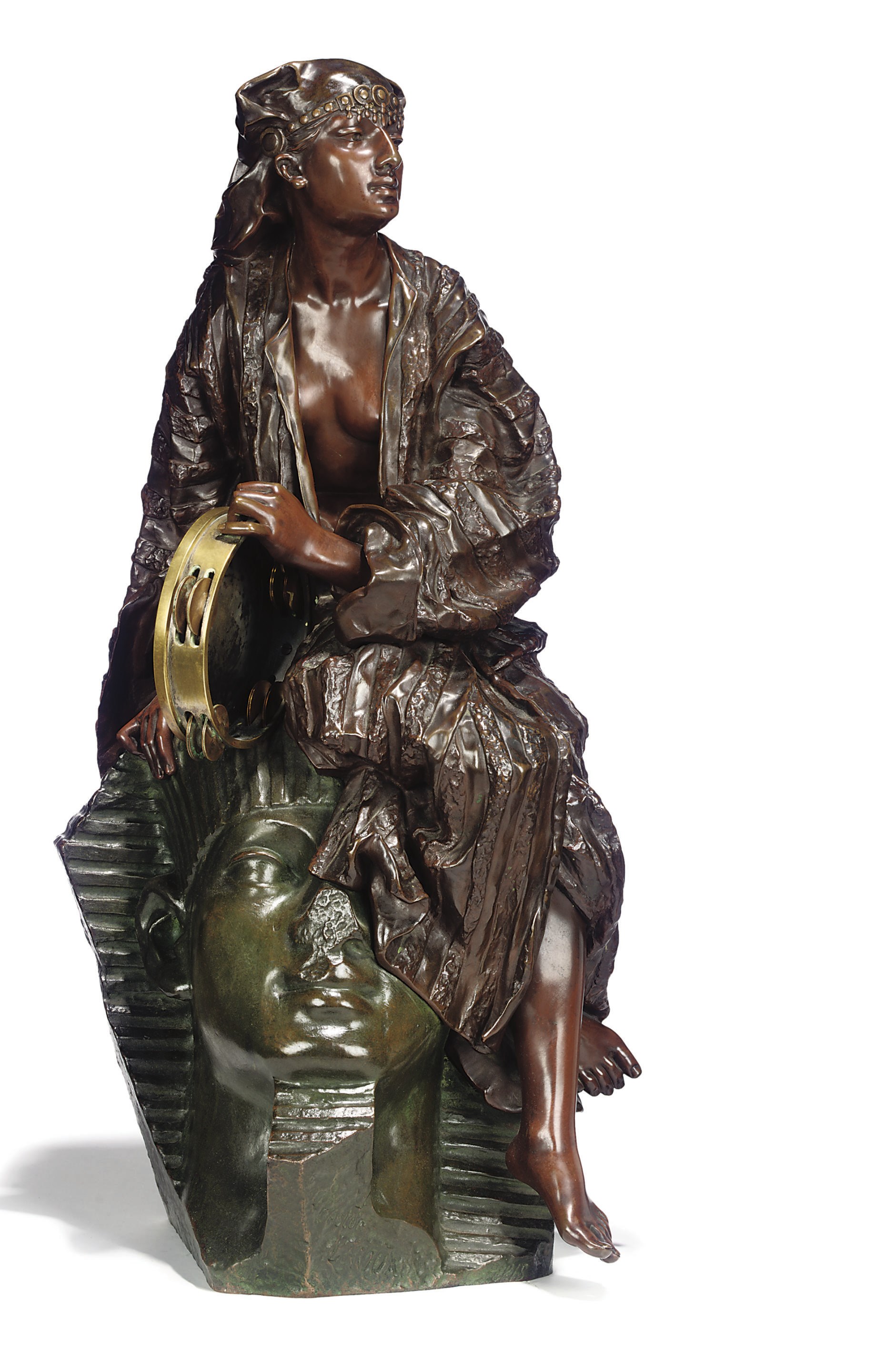 A FRENCH POLYCHROME-PATINATED BRONZE FIGURE OF AIDA