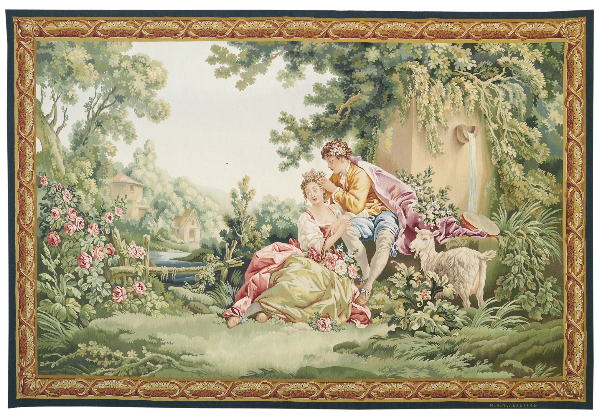 AN AUBUSSON PICTORIAL TAPESTRY EMBLEMATIC OF SUMMER
