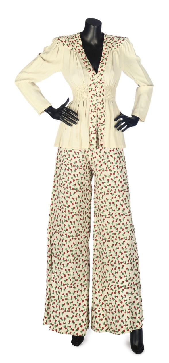OSSIE CLARK FOR RADLEY
A MOSS CREPE CHERRY-PRINT TROUSER ENSEMBLE