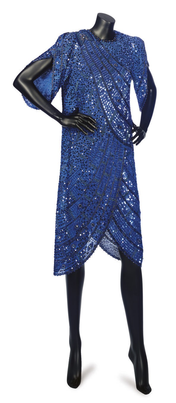 ZANDRA RHODES COUTURE
A SAPPHIRE BLUE SILK DRESS