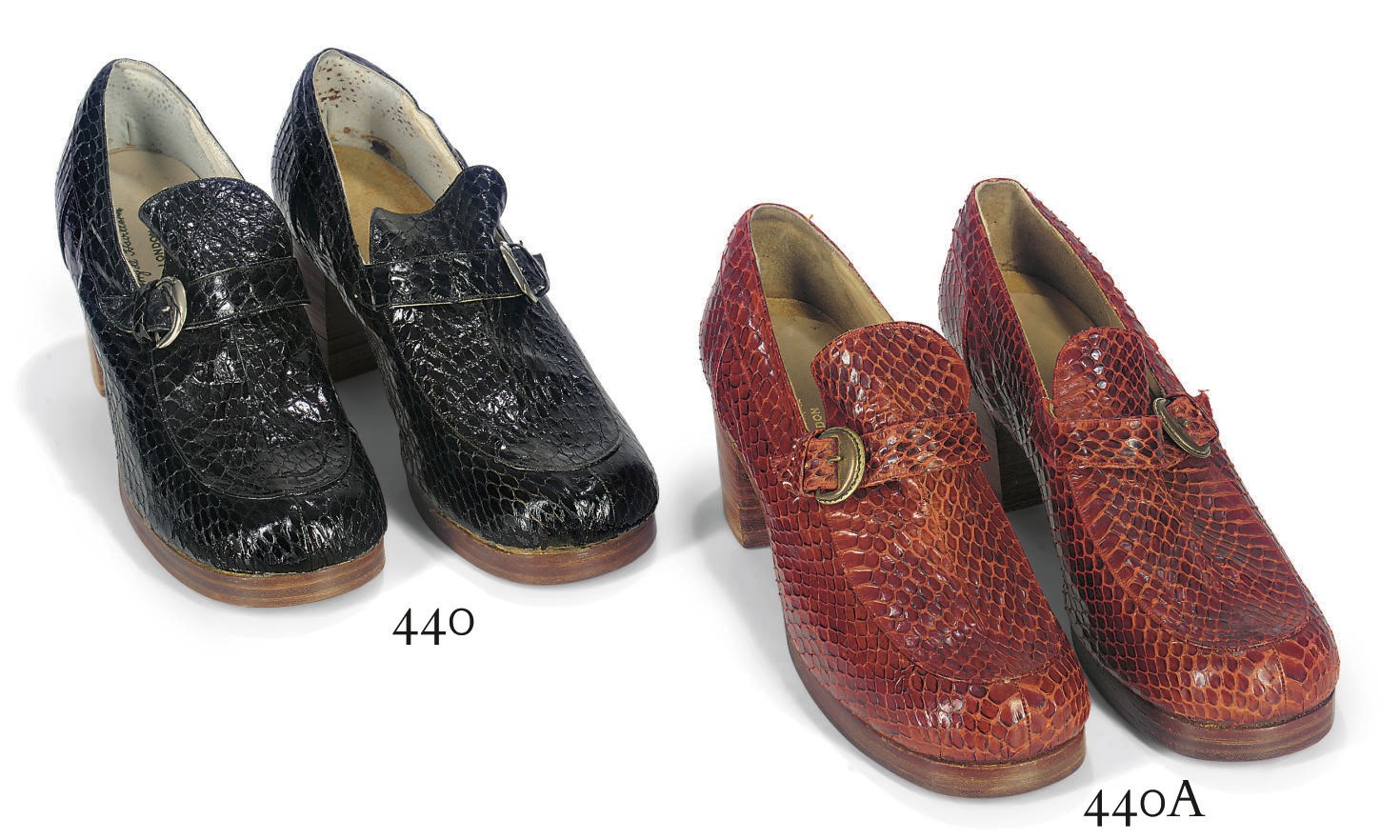 TERRY DE HAVILLAND
A RARE PAIR OF GENTLEMEN'S SNAKESKIN PLATFORMS