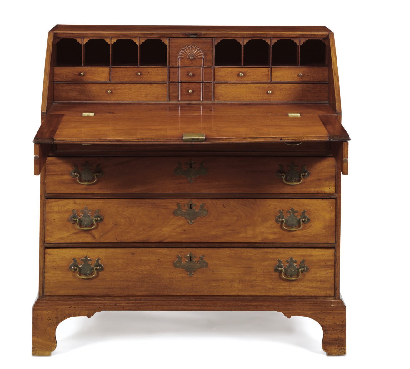 A CHIPPENDALE MAHOGANY SLANT-FRONT DESK
