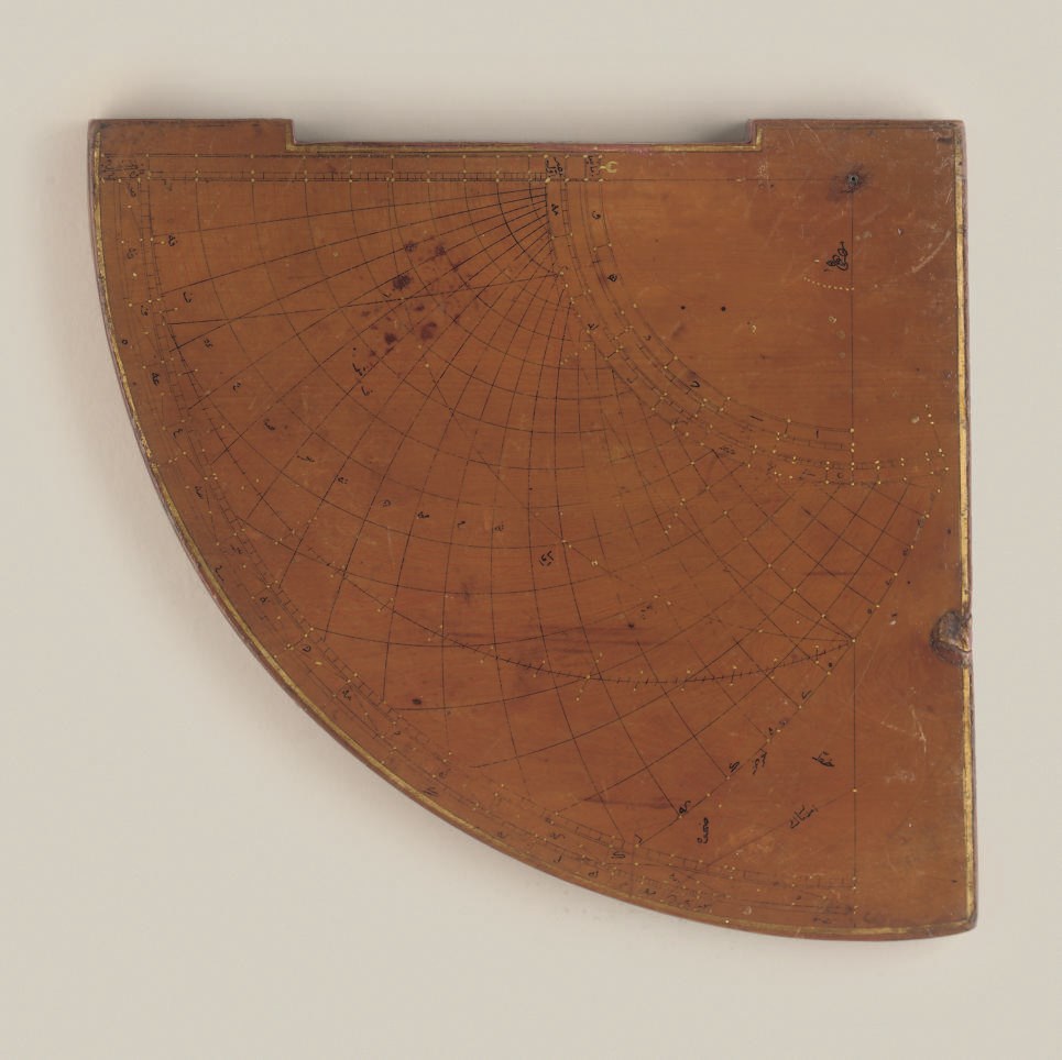 A wooden astrolabic quadrant