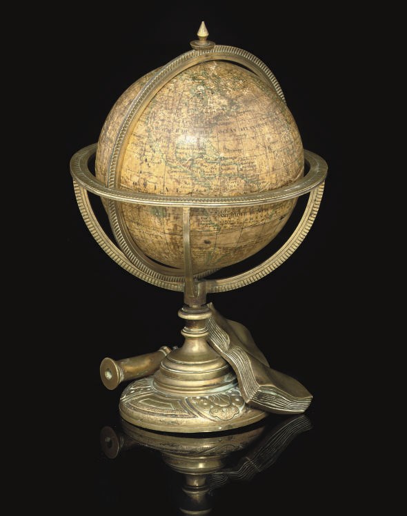A French 3¾-inch terrestrial globe