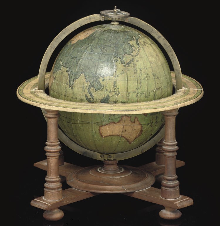 A 5-inch manuscript terrestrial globe