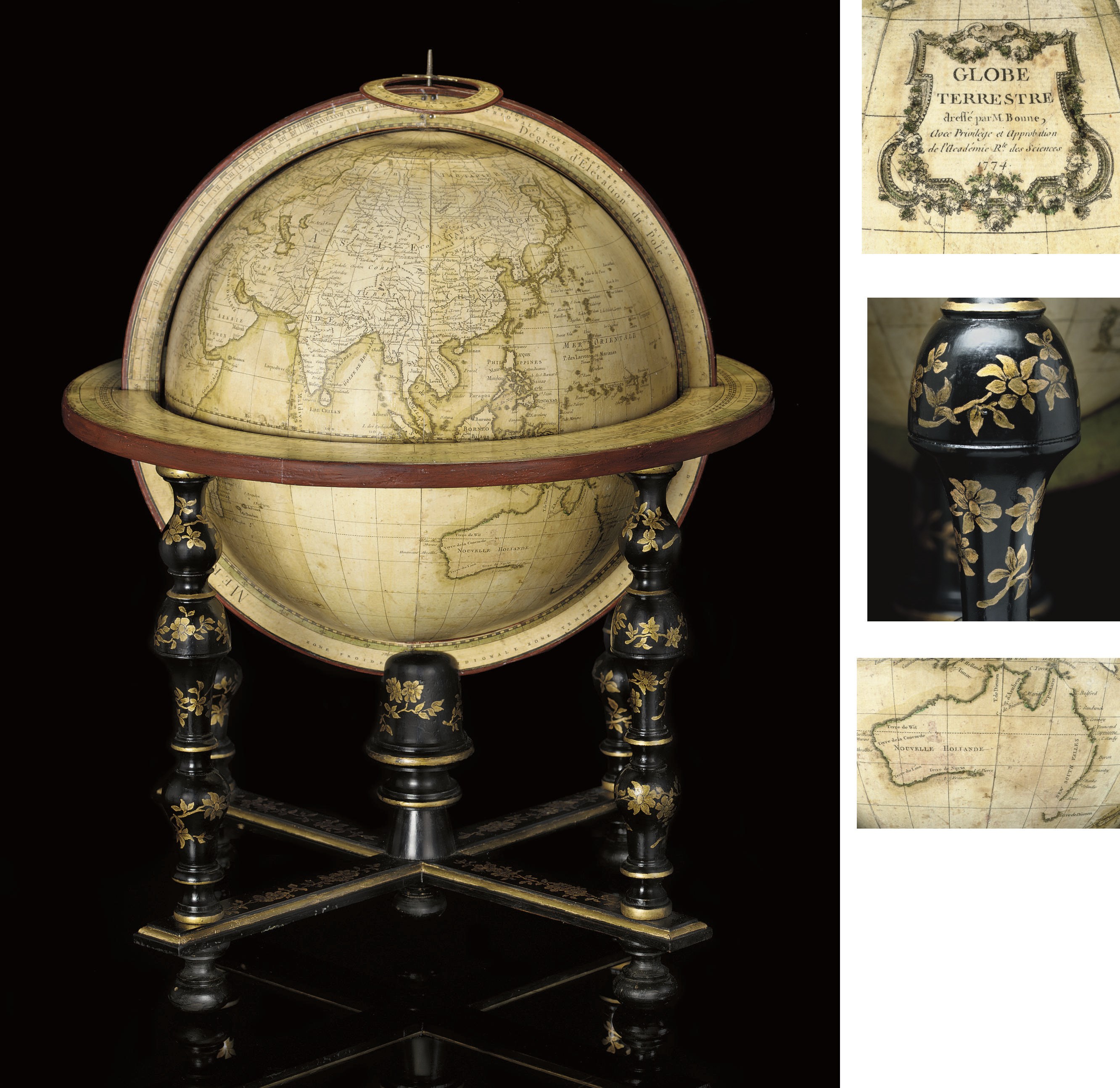 An exceptional Louis XV 12-inch terrestrial globe