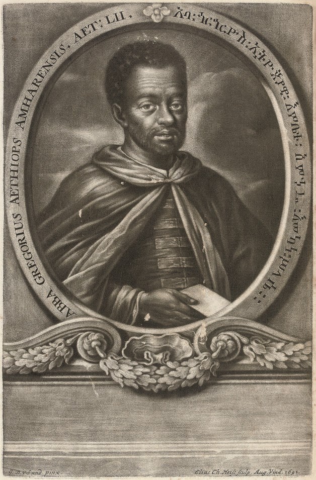 LUDOLF, Hiob (1624-1704). Historia Aethiopica. Frankfurt a.M.: B.C. Wust for J.D. Zunner, 1681. 2° (318 x 190mm). Title printed in red and black, fine mezzotint portrait of the author by E.C. Heiss after G.B. van Zand, folding engraved map and 6 engraved plates, 5 folding, 2 double-page printed genealogical tables (one plate with a small hole, browned and spotted to a greater or lesser extent throughout). Contemporary panelled calf (rebacked). Provenance: William Talbot, Bishop of Oxford, 1702 (armorial bookplate on title-verso).