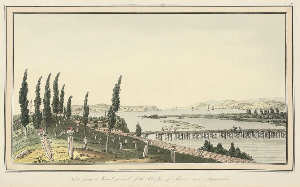 GELL, Sir William (1777-1836). The Topography of Troy, and its Vicinity. C. Whittingham for T.N. Longman and O. Rees, 1804. 2° (423 x 265mm). Hand-coloured etched title-vignette, 2 coloured maps and 28 hand-coloured aquatint and etched plates, 3 folding, 13 illustrations in the text, all but 2 hand-coloured (light discolouration and offsetting). Later 19th-century maroon hardgrain half morocco (rather rubbed). Provenance: the Faculty of Procurators in Glasgow (in gilt on upper cover) -- Alan Waterworth (armorial bookplate).