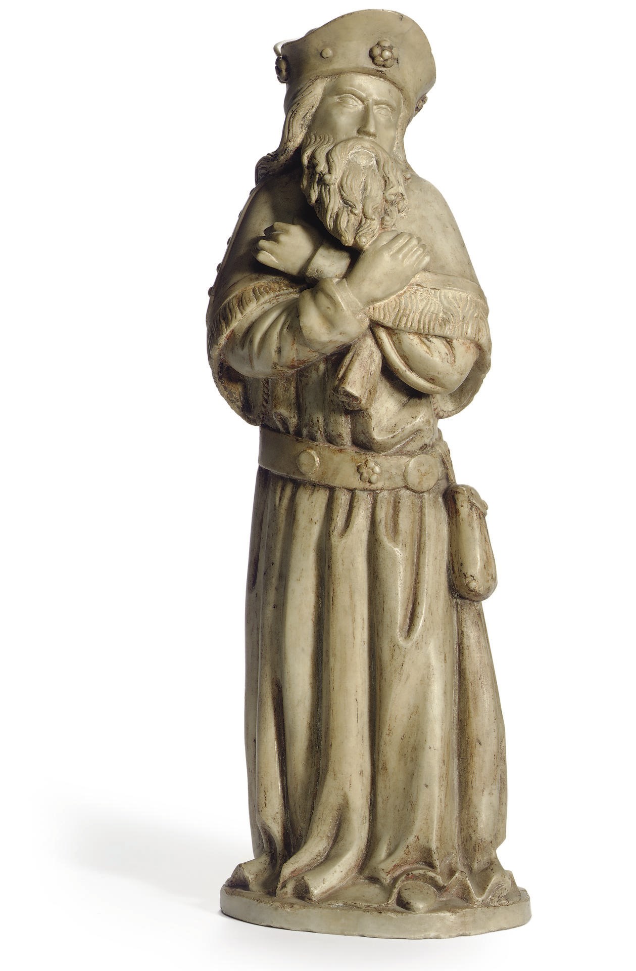 A WHITE MARBLE FIGURE OF A MAN