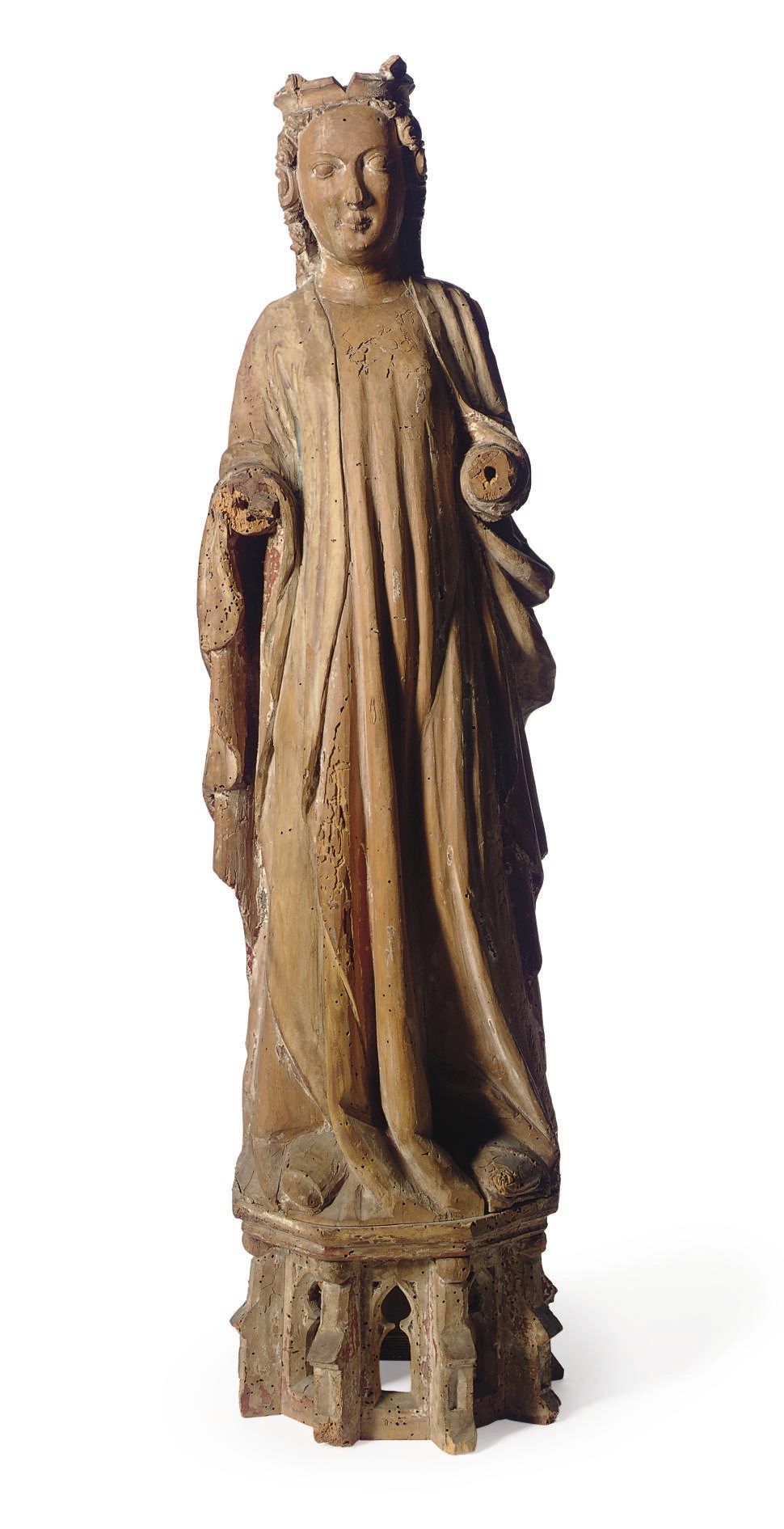 A CARVED LIMEWOOD FIGURE OF THE VIRGIN