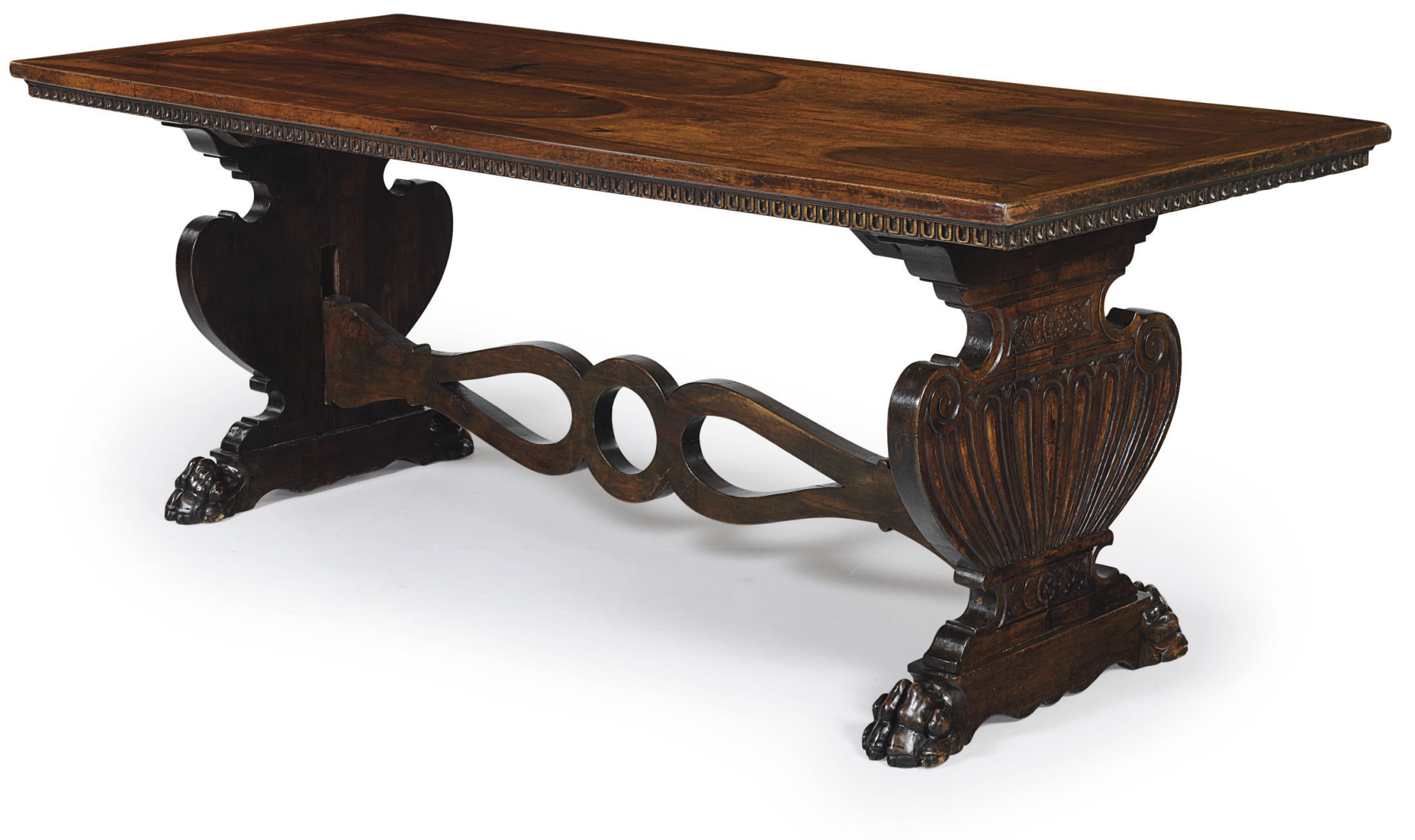 AN ITALIAN WALNUT REFECTORY TABLE