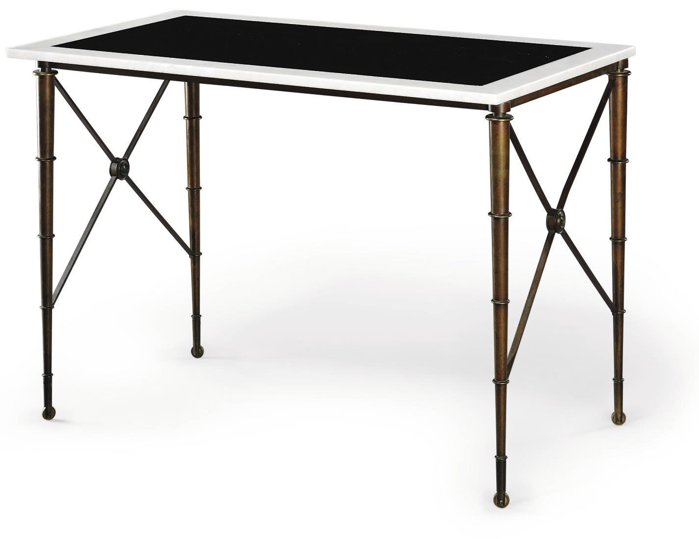 A BRONZE AND MARBLE CENTER TABLE