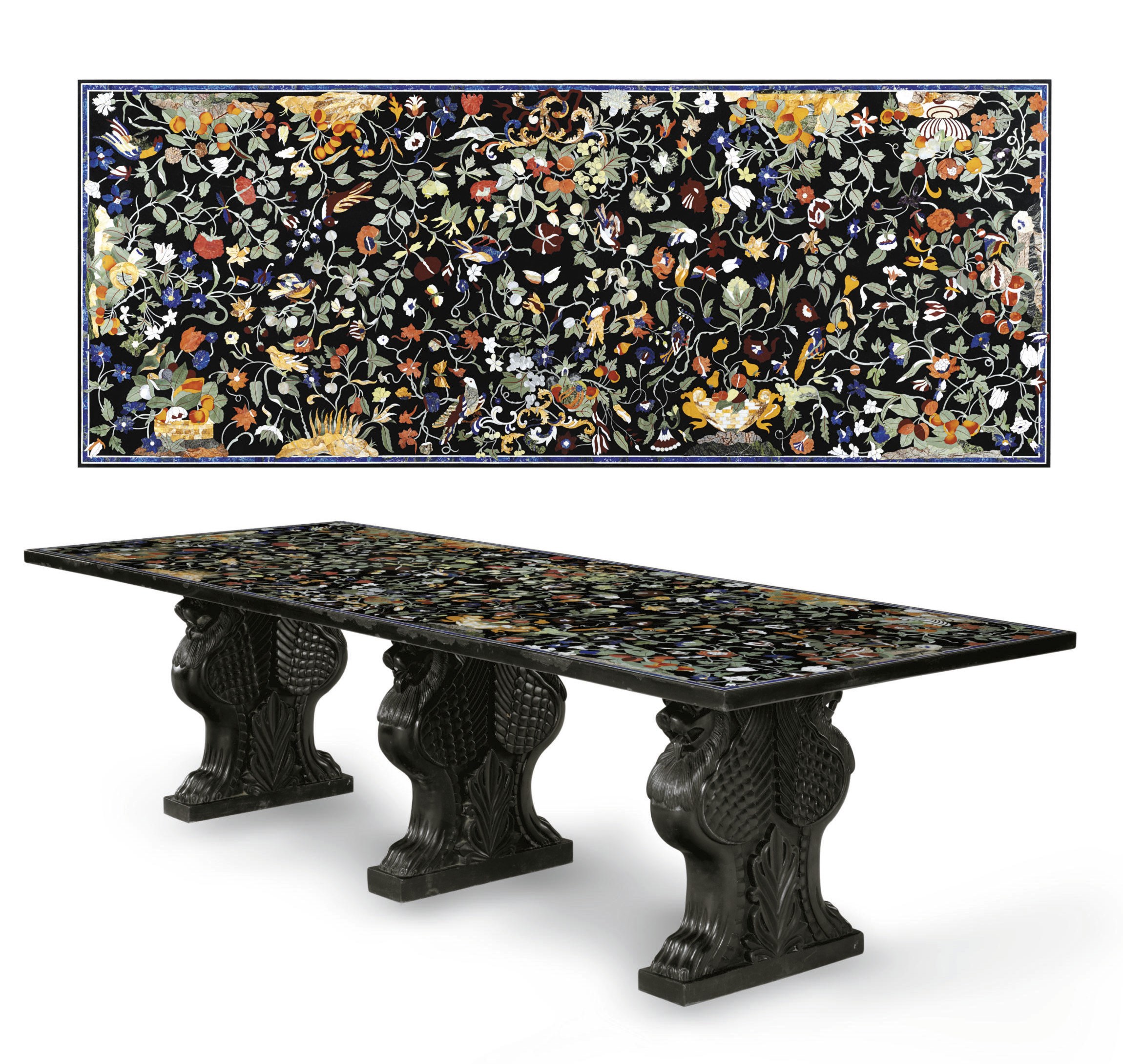 A PIETRA DURA AND MARBLE CENTER TABLE