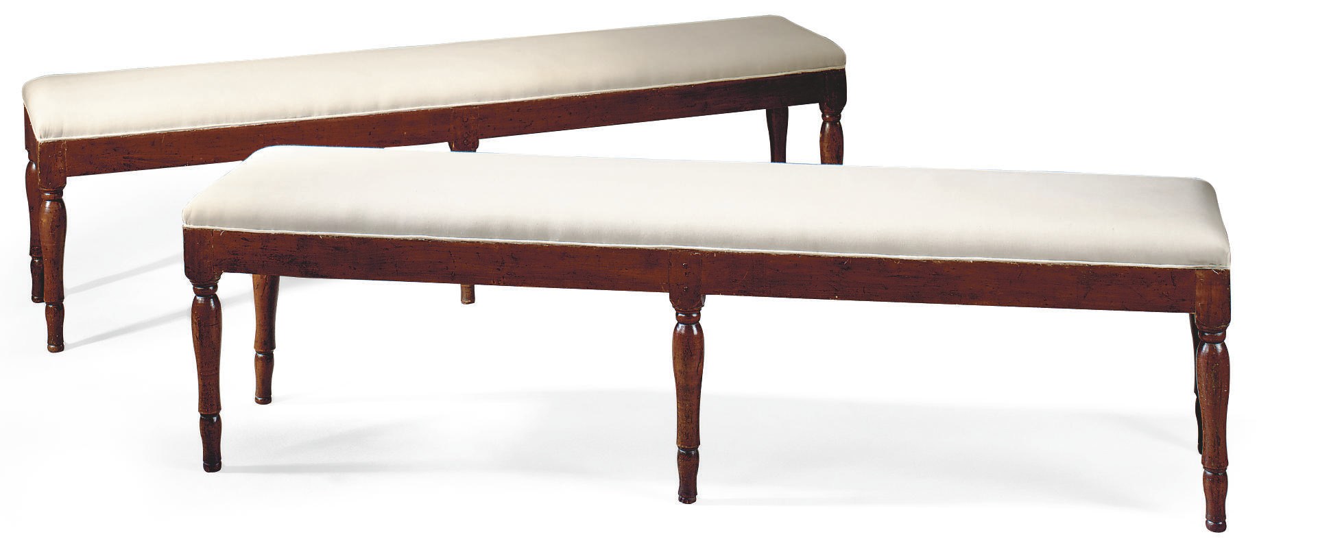 A PAIR OF RESTAURATION FRUITWOOD BENCHES