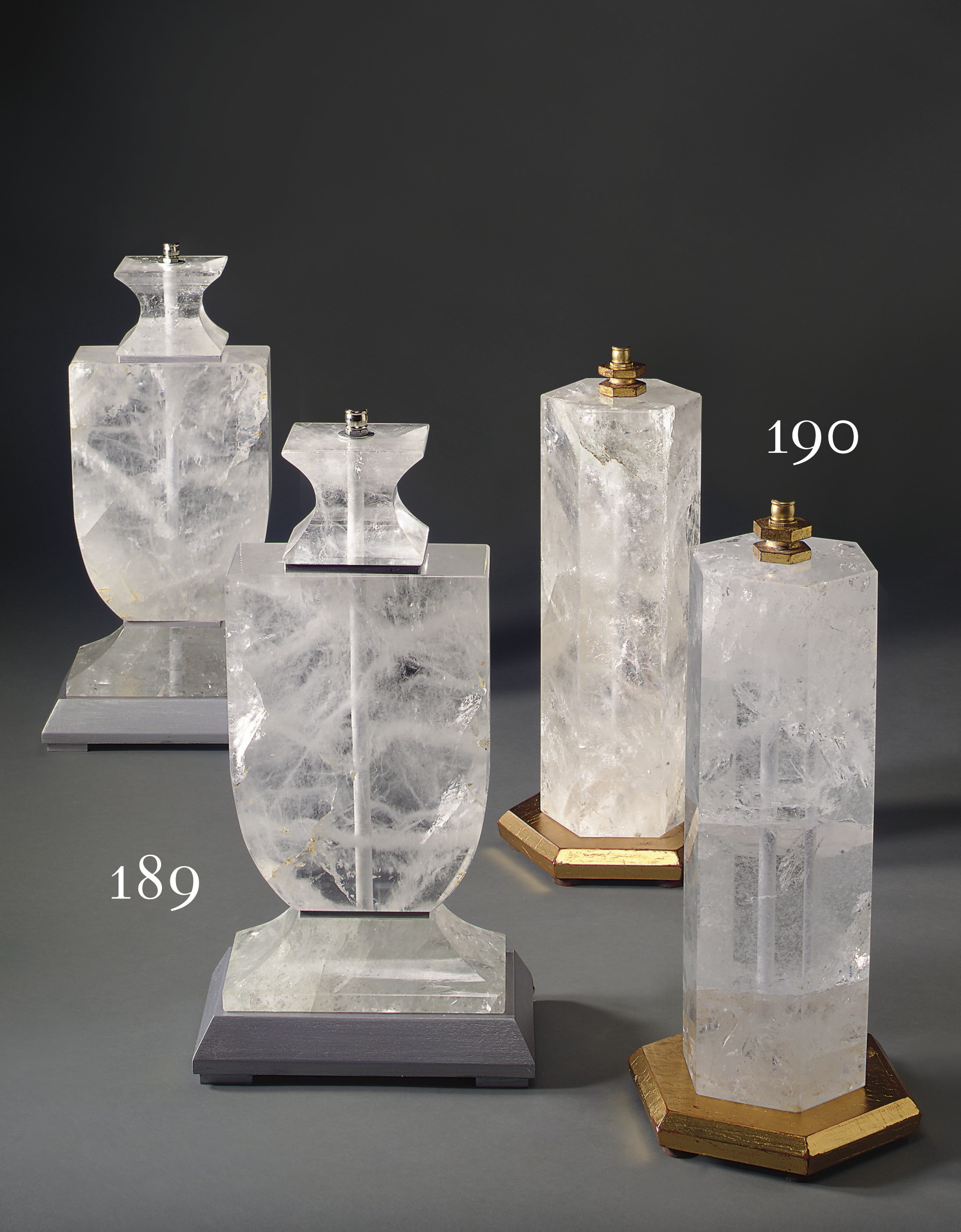 A PAIR OF VASE-FORM ROCK CRYSTAL LAMPS