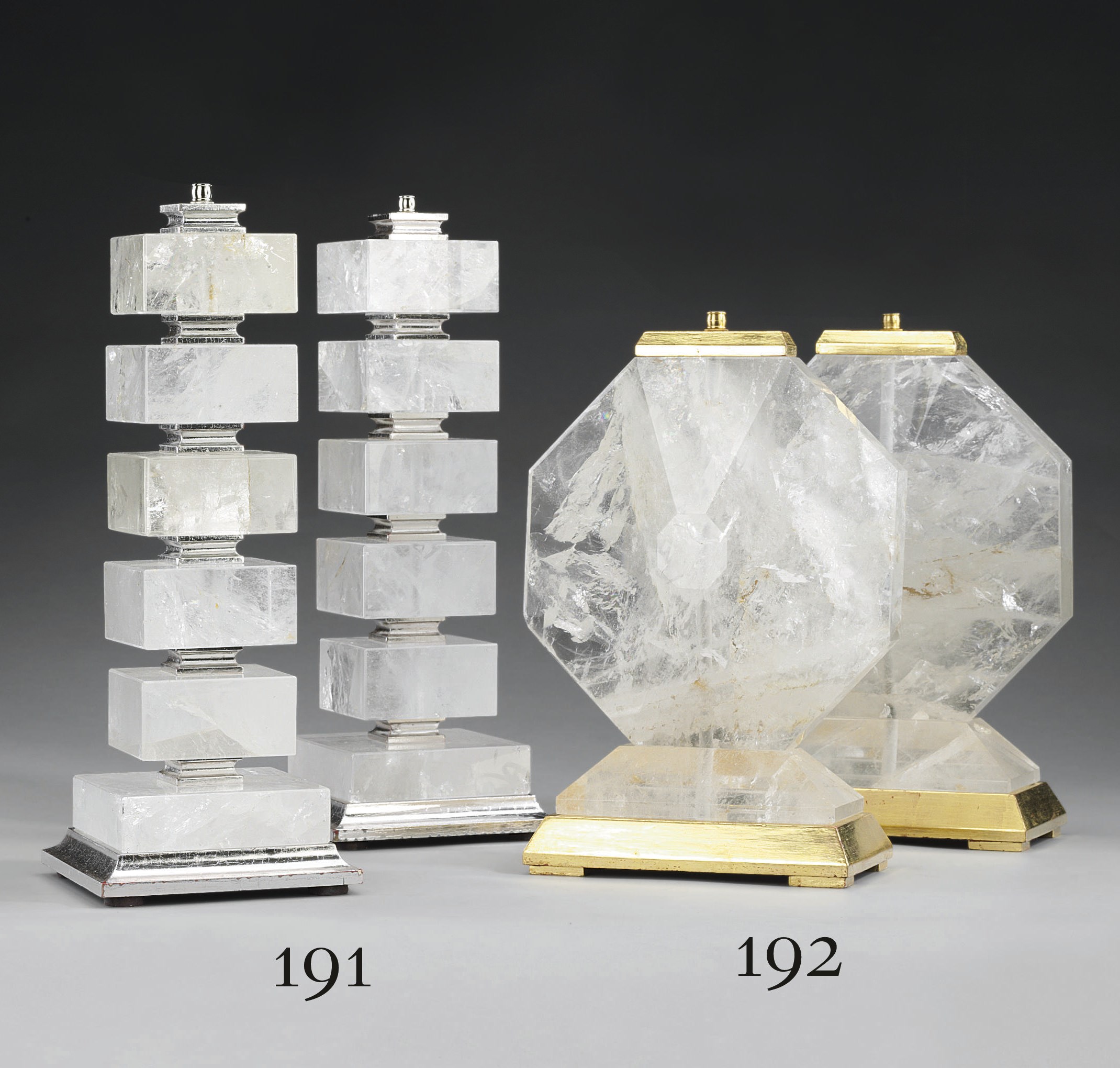 A PAIR OF ROCK CRYSTAL LAMPS
