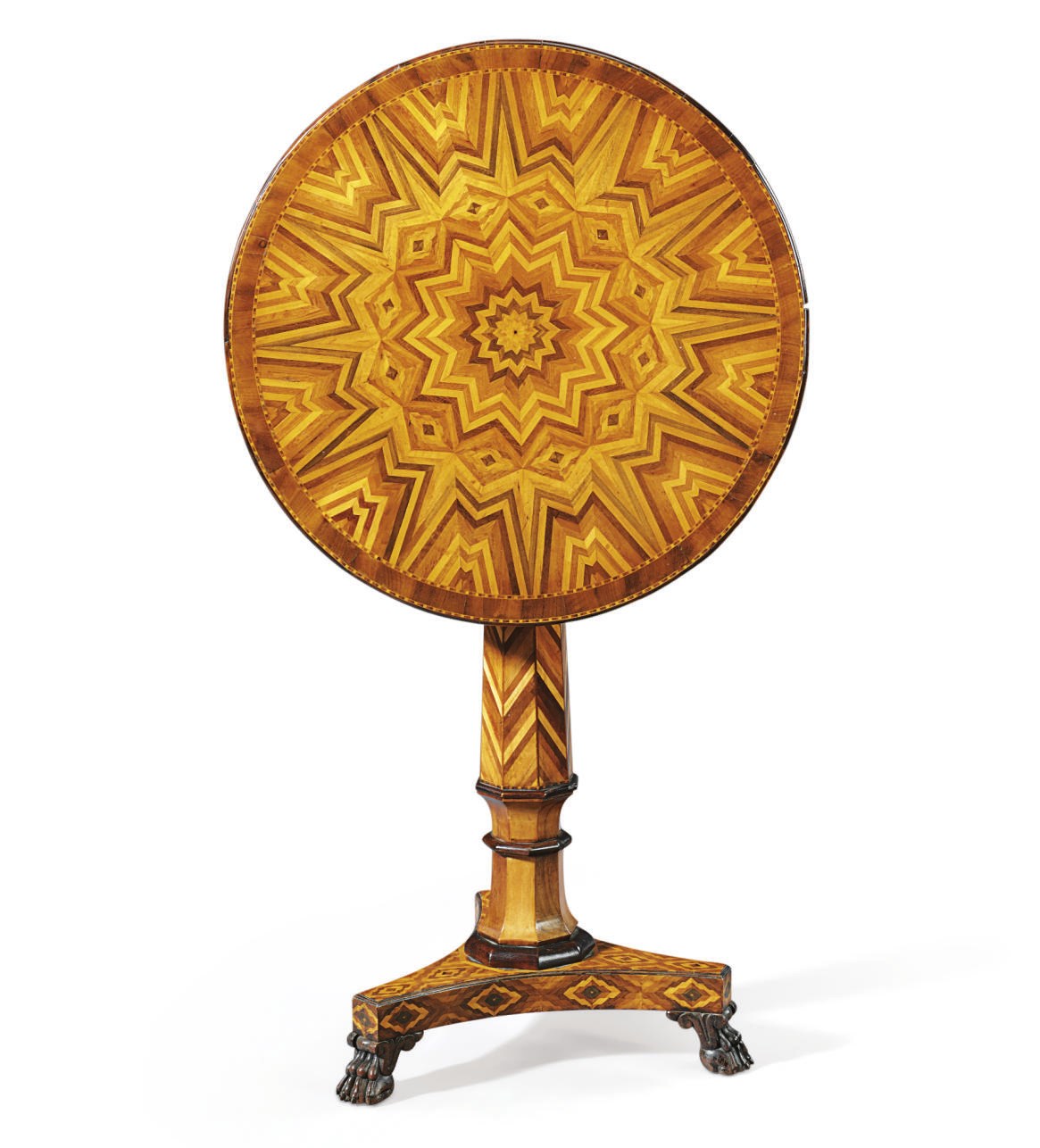 AN ITALIAN SPECIMEN WOOD AND PARQUETRY GUERIDON