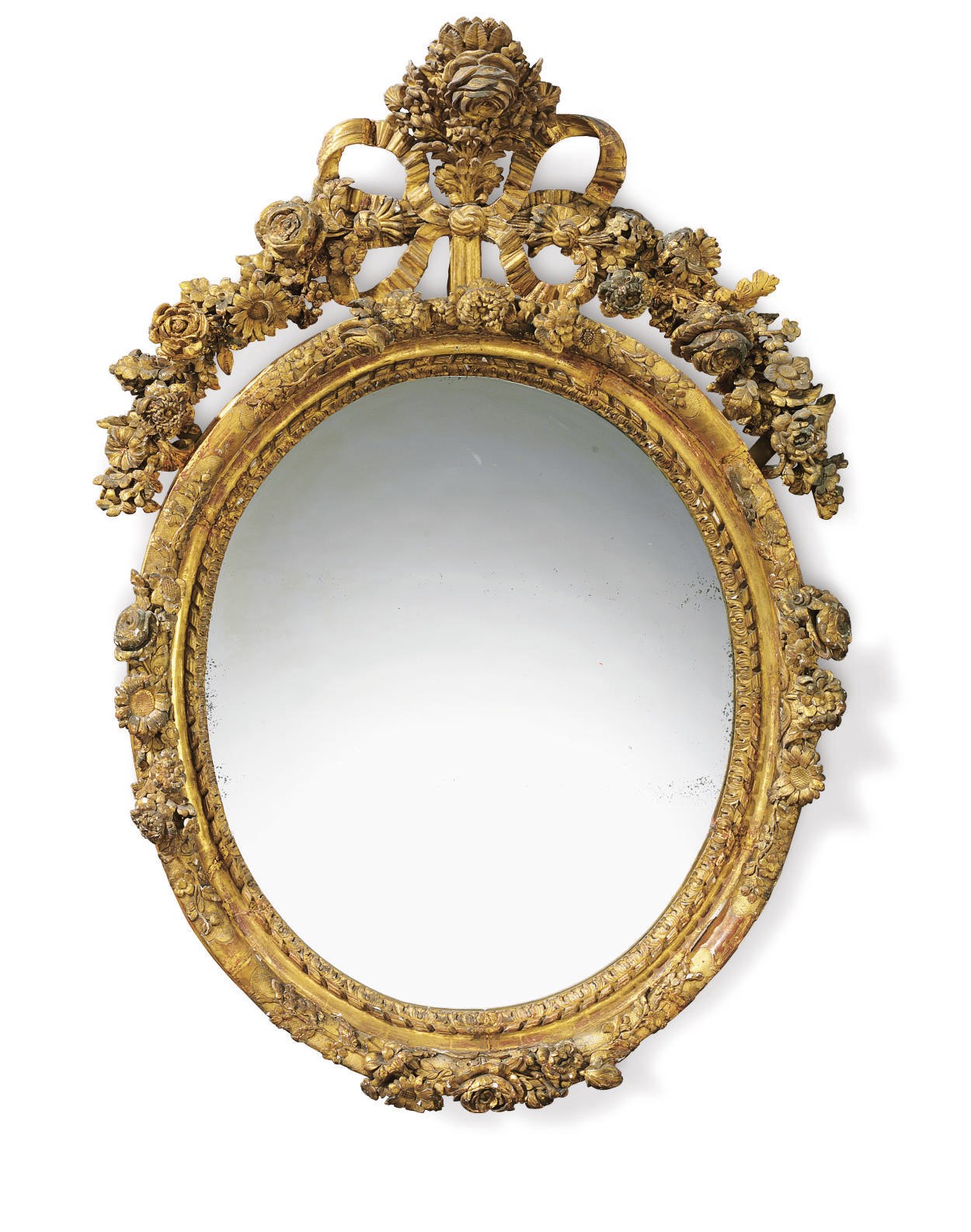 AN EARLY LOUIS XV GILTWOOD MIRROR