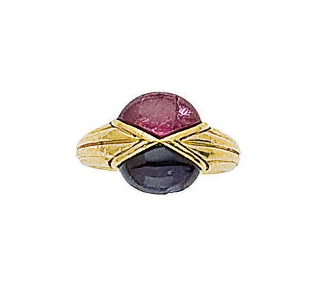 BAGUE SAPHIR ET SAPHIR ROSE, PAR BULGARI