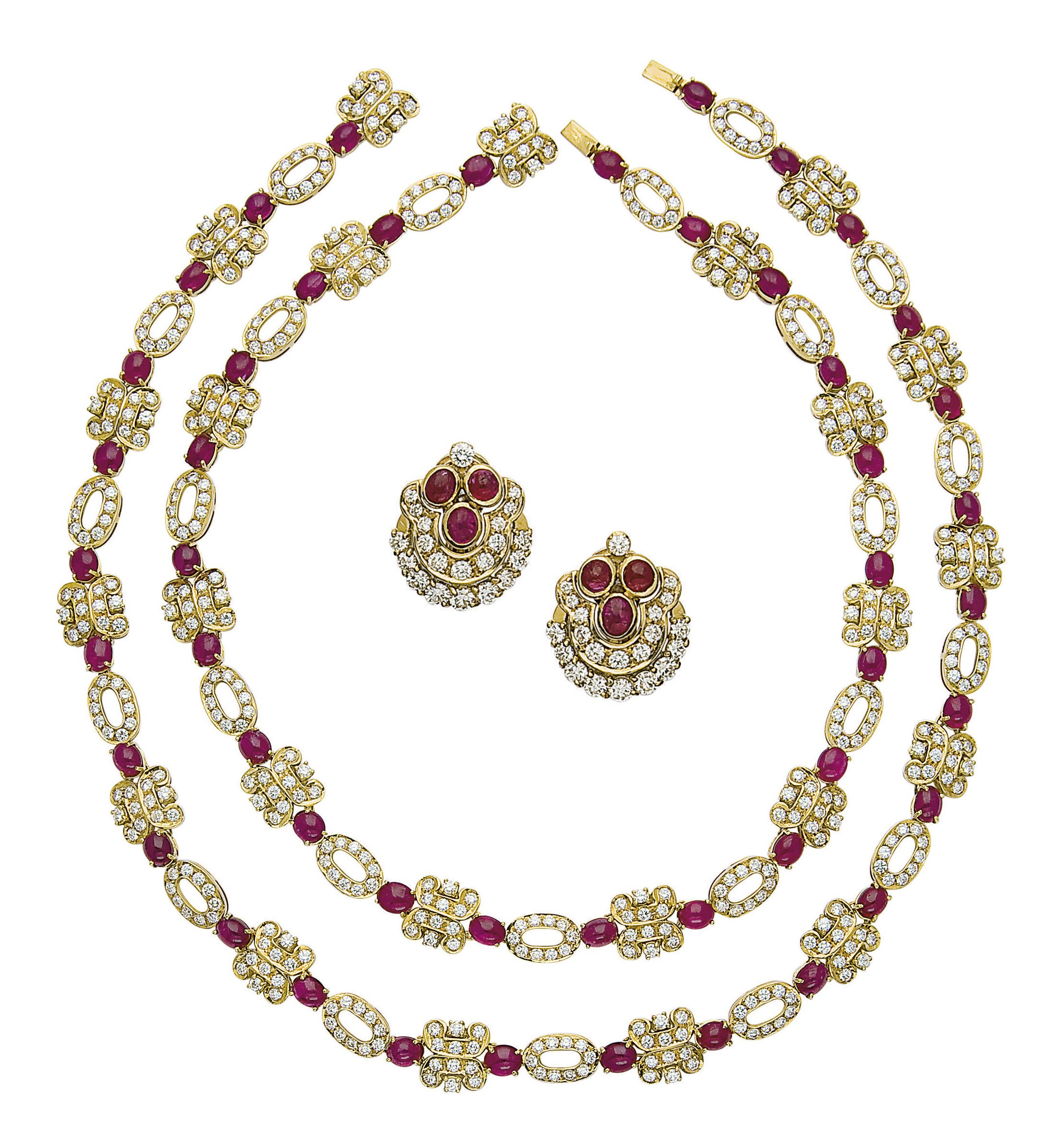 DEMI-PARURE RUBIS ET DIAMANTS