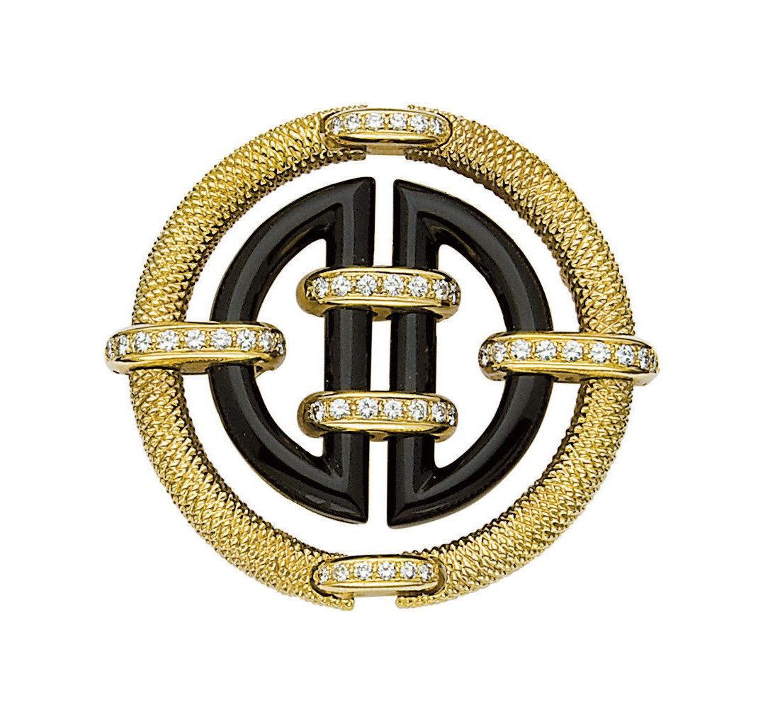 BROCHE ONYX ET DIAMANTS, PAR VAN CLEEF & ARPELS