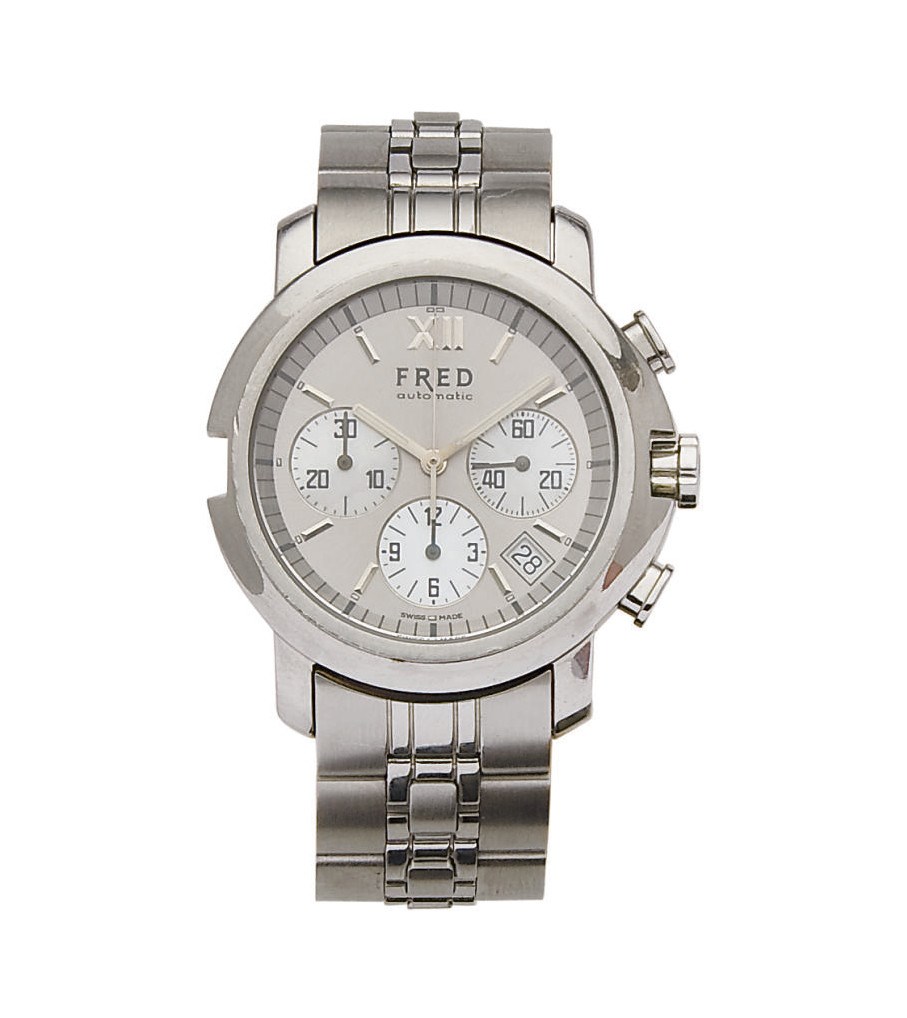 MONTRE BRACELET D'HOMME CHRONOGRAPHE NACRE ET ACIER, PAR FRED
