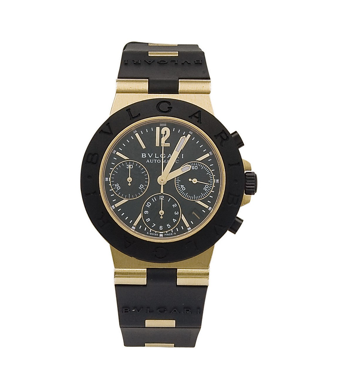 MONTRE BRACELET D'HOMME CHRONOGRAPHE "BULGARI BULGARI" CAOUTCHOUC, TITANE ET OR, PAR BULGARI