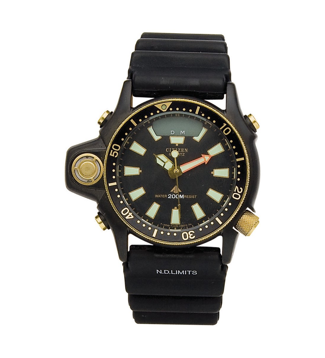 MONTRE BRACELET D'HOMME CHRONOGRAPHE "AQUALAND" CAOUTCHOUC ET METAL, PAR CITIZEN