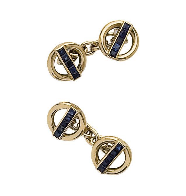 PAIRE DE BOUTONS DE MANCHETTTE SAPHIRS, PAR CARTIER