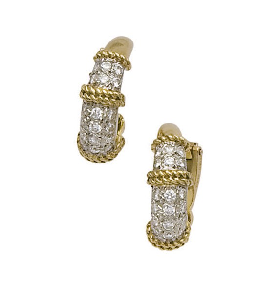 PAIRE DE CLIPS D'OREILLES DIAMANTS, PAR FRED