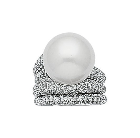 BAGUE PERLE DE CULTURE ET DIAMANTS
