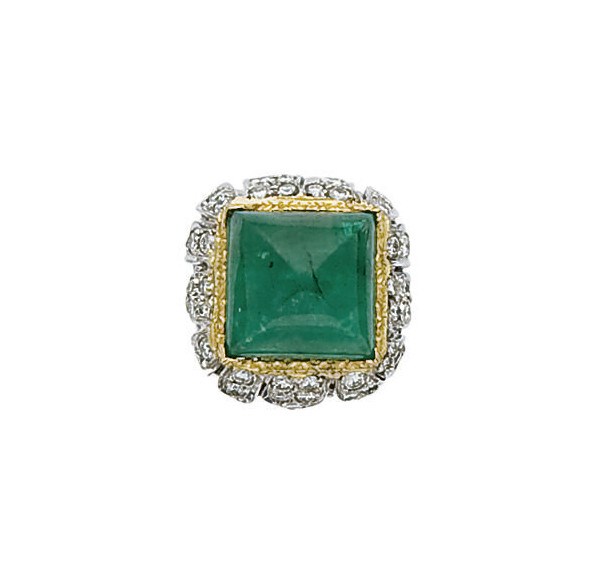 BAGUE EMERAUDE ET DIAMANTS, PAR DAVID WEBB