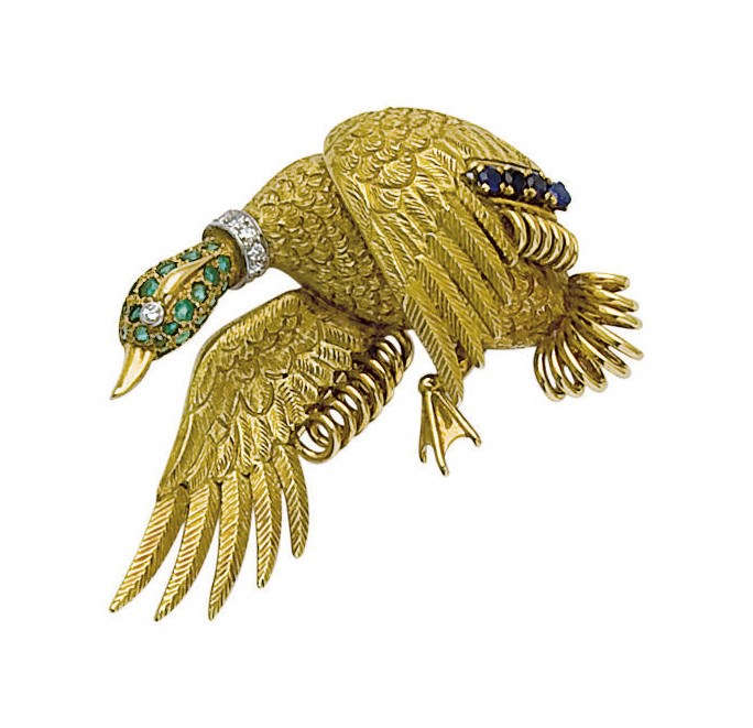 BROCHE EMERAUDES, SAPHIRS ET DIAMANTS, PAR HERMES