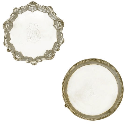 A SMALL GEORGE III SILVER SALVER